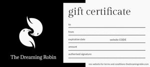 The Dreaming Robin Gift Certificate